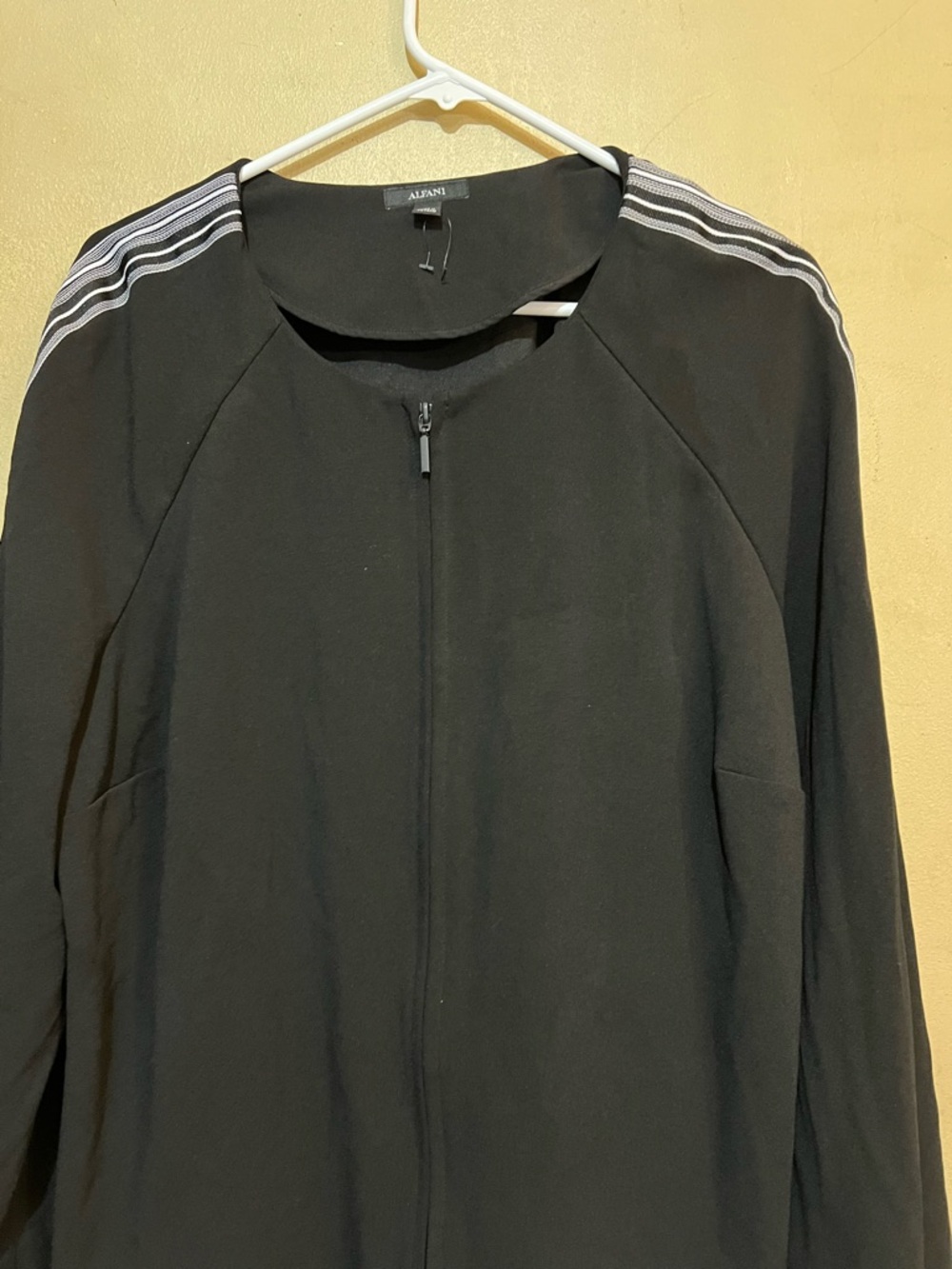 Alfani Black Bomber Jacket with Contrast Shoulder Stripes